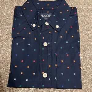 Place Kids Navy Shirt with Multicolor Squares